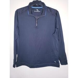 Mens Tommy Bahama 1/4 Zip Black Pullover Sweater Size Large L